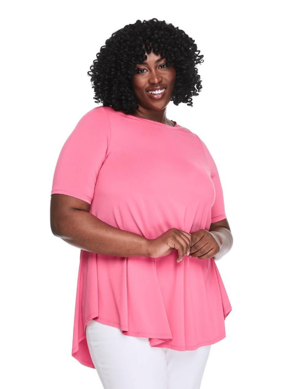NWT Lane Bryant Plus 1X Solid Boat Neck A-Line Stretch Top